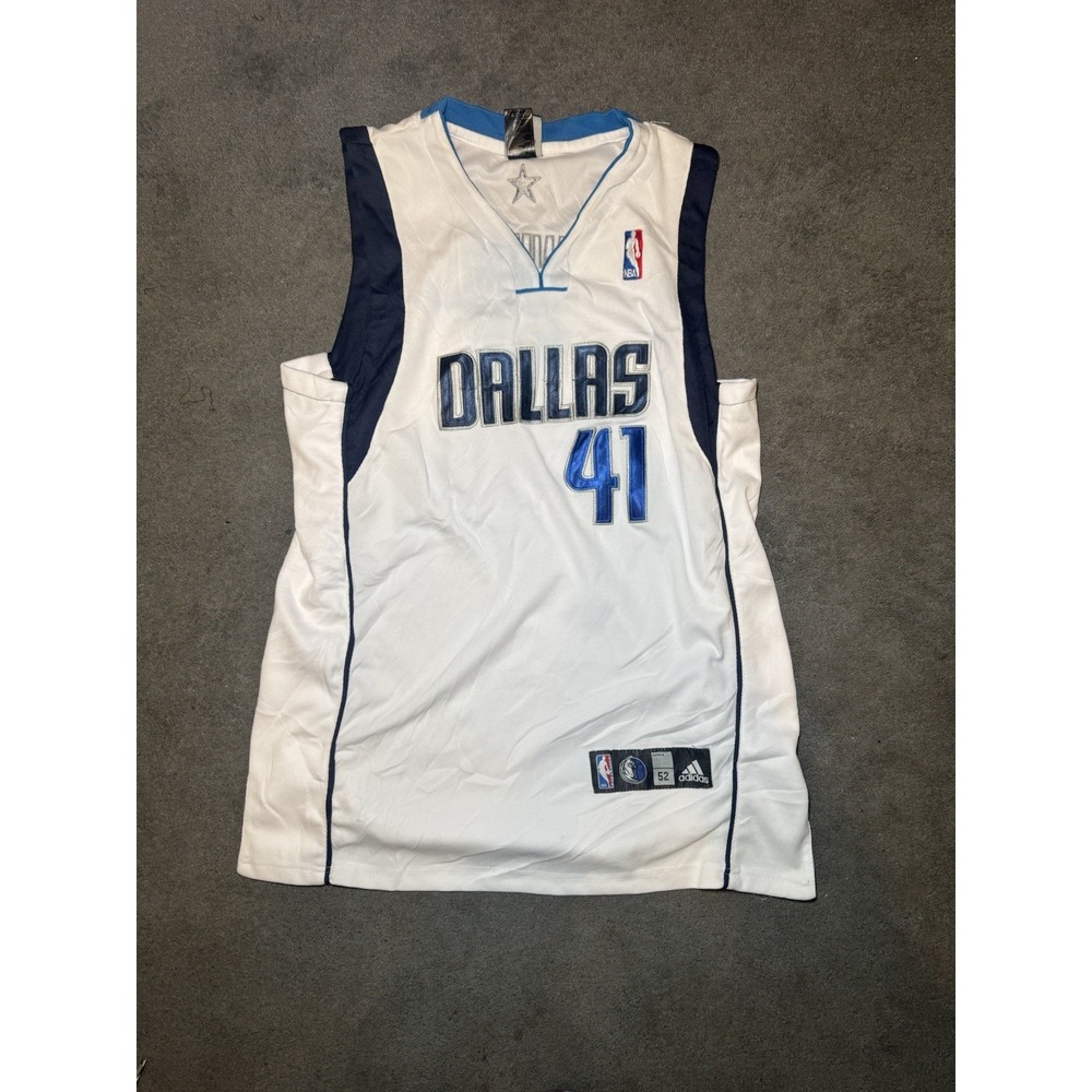 Adidas Dallas Mavericks Dirk Nowitzki #41 Jersey Size 52 NBA White